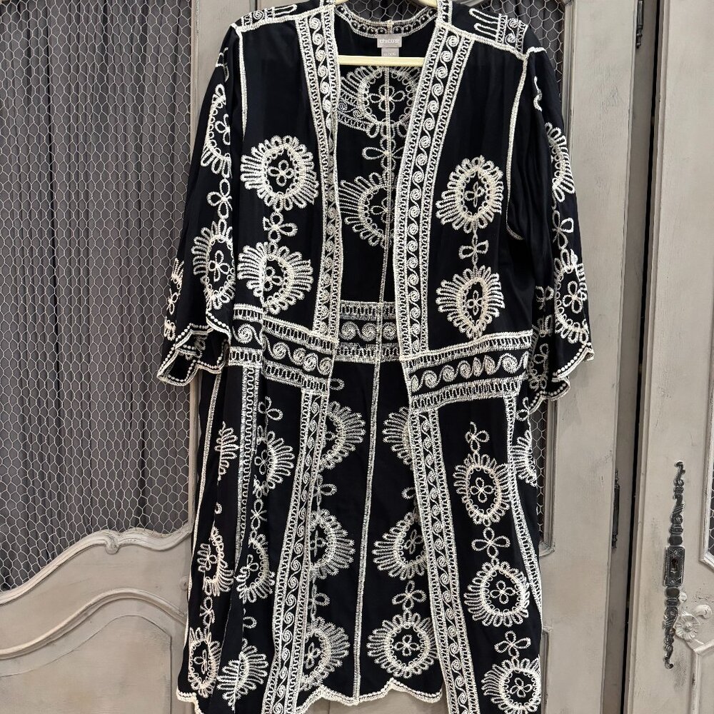(NOT Avail) Chico’s embroidered kimono jacket  Blazer Topper